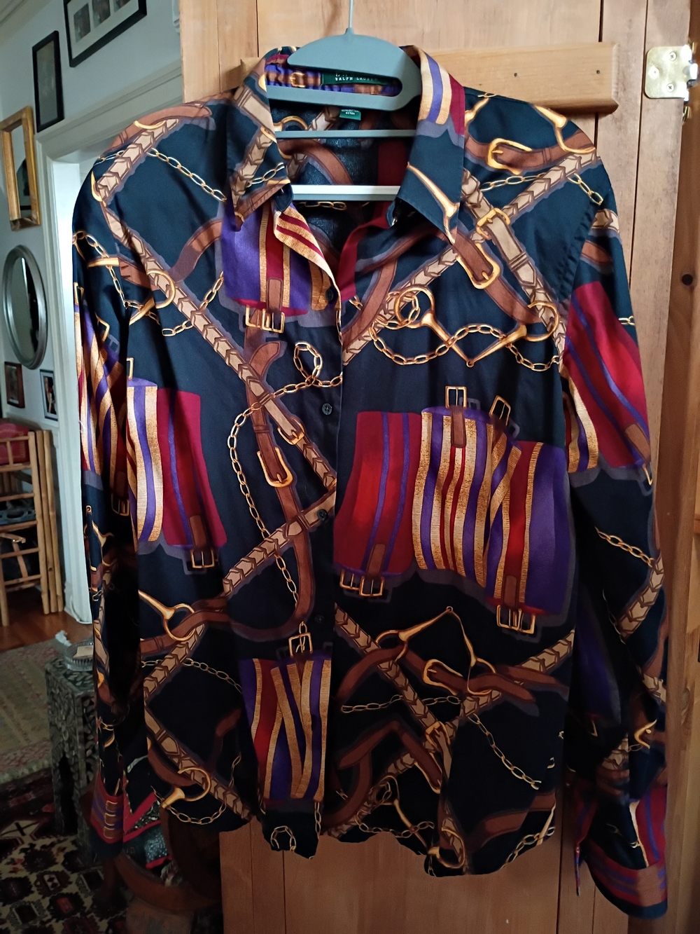 Ralph Lauren Equestrian Print Women's Blouse Cotton